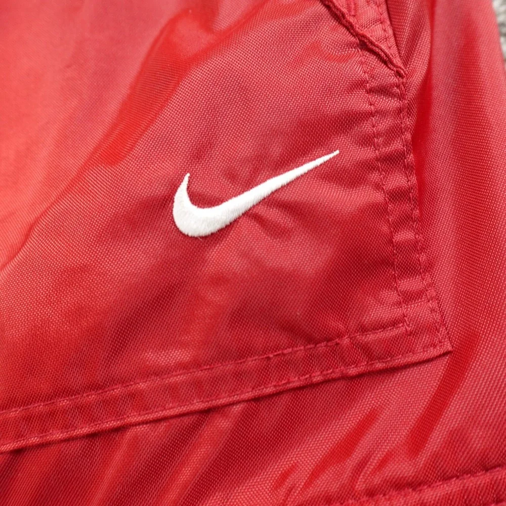VTG Nike Jacket Mens M Red Swoosh Fleece Lined Zip Track Windbreaker Coat‎ Y2K